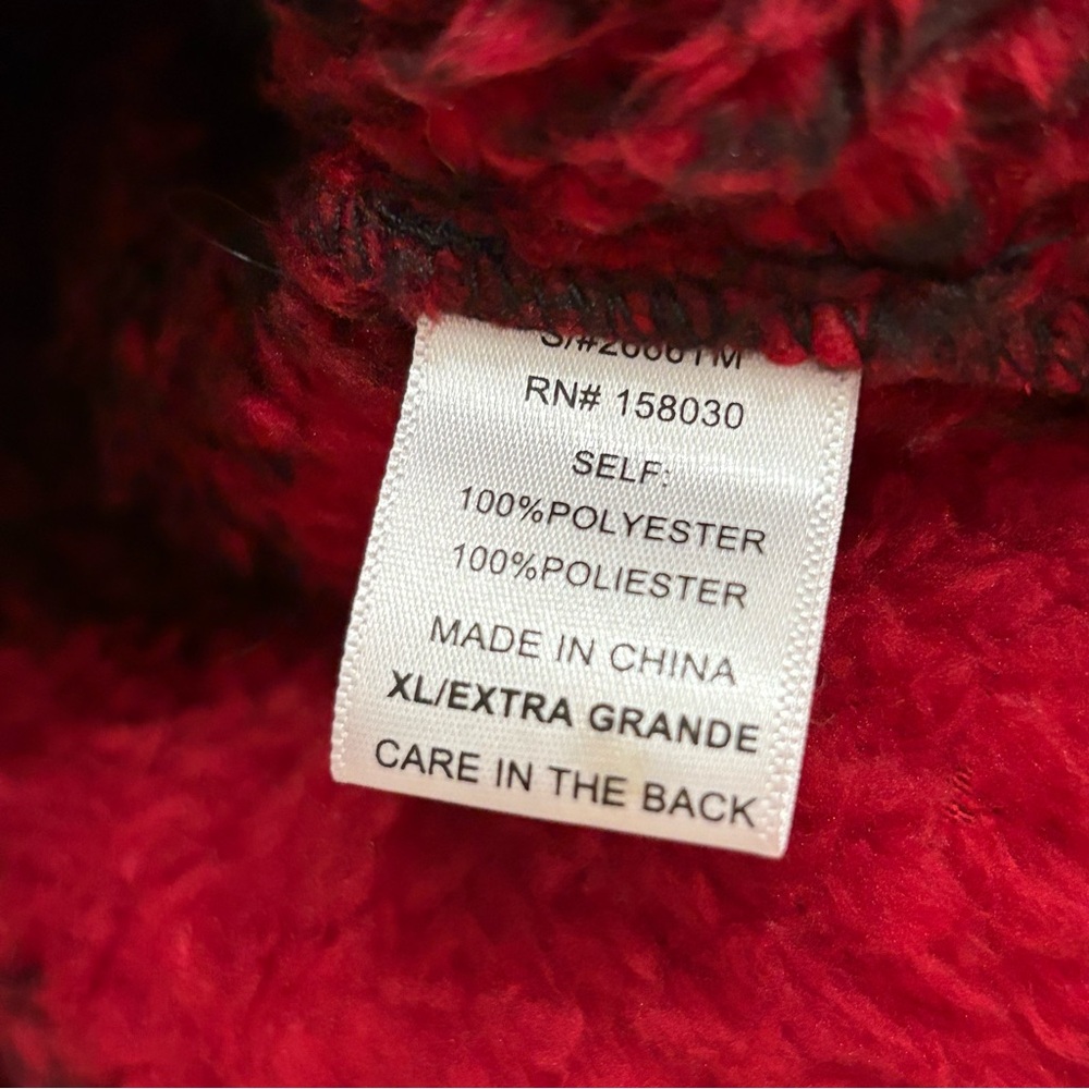 [Love Tree] Buffalo Plaid Sherpa Red/Black 1/4 Zip Pullover Sweater Women’s XL - Picture 9 of 10